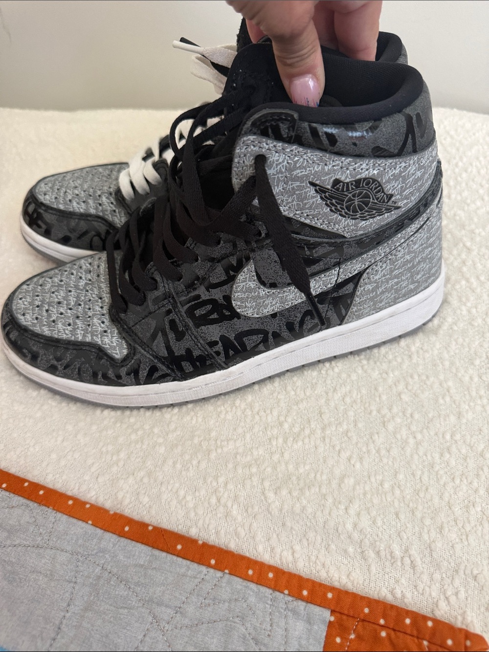 Jordan Men's High-Top Sneakers in Black, Gray, White - Picture 3 of 6